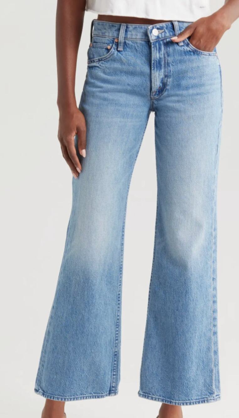 Mother Jeans The Bookie Flood Mid Rise 100% Cotton Wide Flare Deans List 28